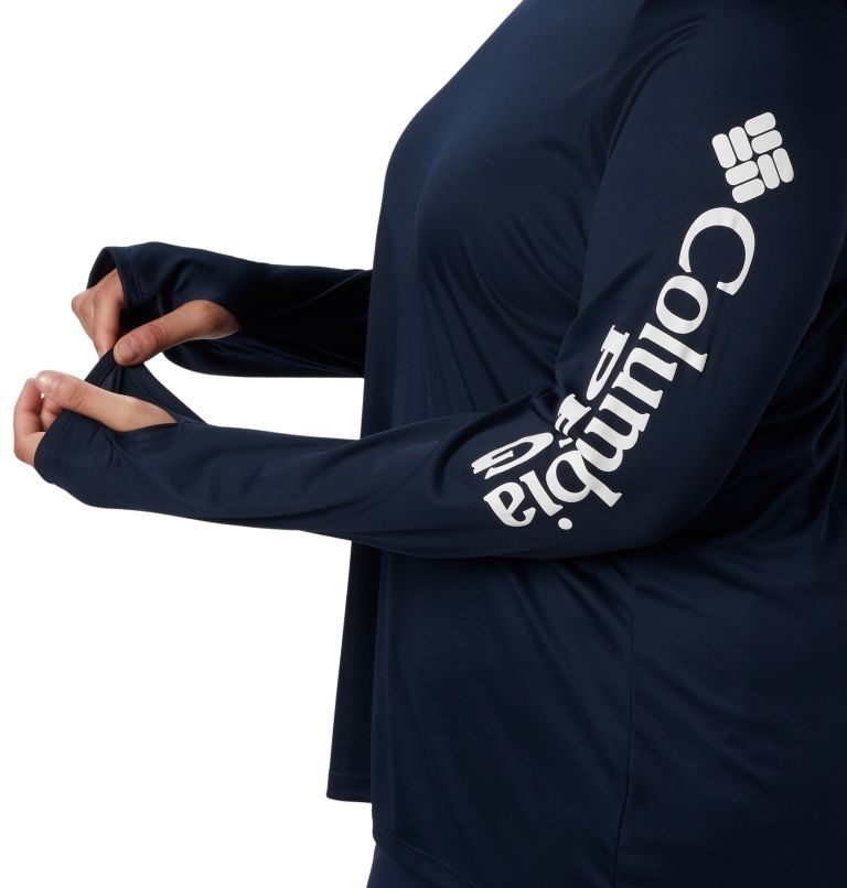 Women's Columbia PFG Tidal Tee Hoodie Navy | Plus Size CA-IA135